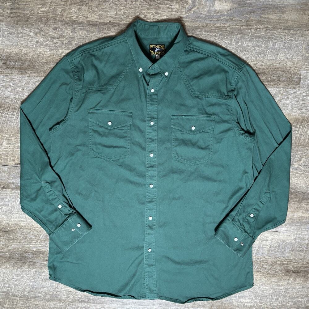 Wyoming Traders Pearl Snap Western Shirt Mens 2XL Tall Plaid Brown Cowboy Rodeo